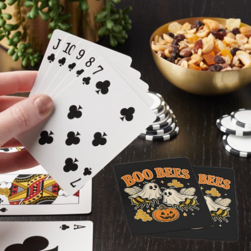 Boo Bees Funny Ghost Bee Pun Cute Halloween Poker Cards