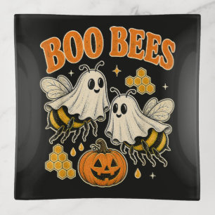 Boo Bees Funny Ghost Bee Pun Cute Halloween Trinket Tray
