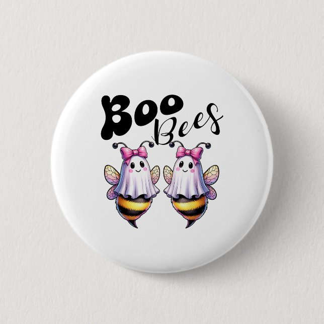Boo Bees Ghost Bee Halloween Costume Women Funny  Button (Front)