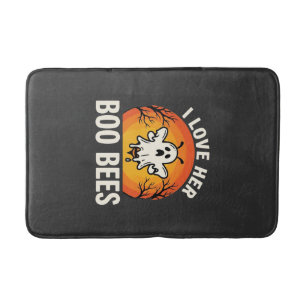 Boo Bees Halloween Ghost Bee Funny Design_1 Bath Mat