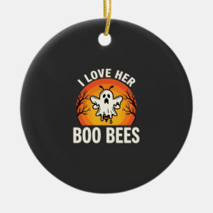 Boo Bees Halloween Ghost Bee Funny Design_1 Ceramic Ornament