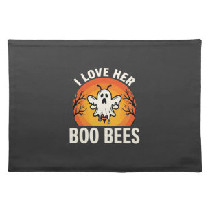 Boo Bees Halloween Ghost Bee Funny Design_1 Cloth Placemat