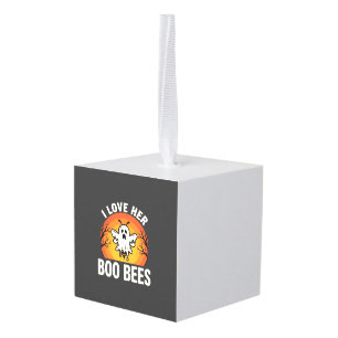 Boo Bees Halloween Ghost Bee Funny Design_1 Cube Ornament