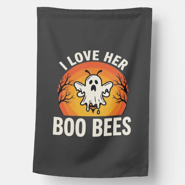 Boo Bees Halloween Ghost Bee Funny Design_1 House Flag (Front)