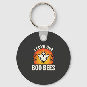 Boo Bees Halloween Ghost Bee Funny Design_1 Keychain