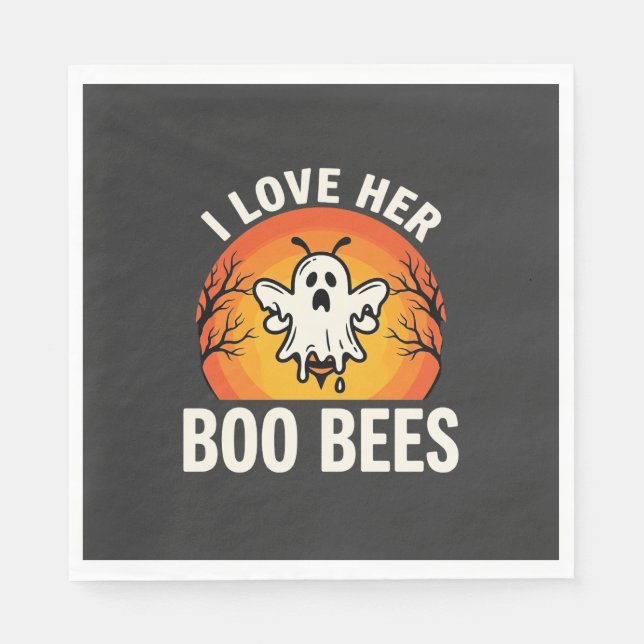 Boo Bees Halloween Ghost Bee Funny Design_1 Napkins (Front)