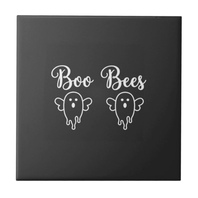 Boo Bees Halloween Ghost Design Ceramic Tile (Front)