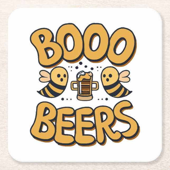 Boo Bees Square Paper Coaster (Front)
