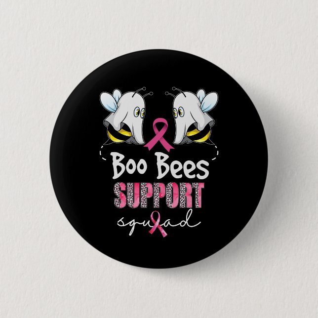 Boo Bees Support Squad Breast Cancer in October Button (Front)