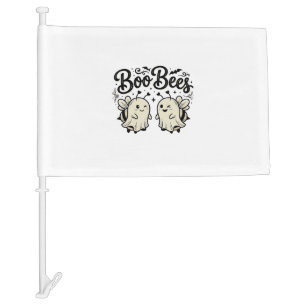 Boo Bees Vintage Halloween Ghost Bee Design_1 Car Flag