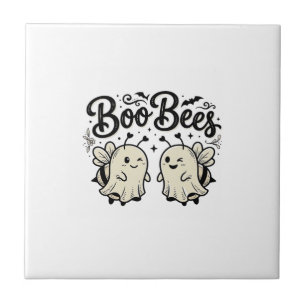 Boo Bees Vintage Halloween Ghost Bee Design_1 Ceramic Tile