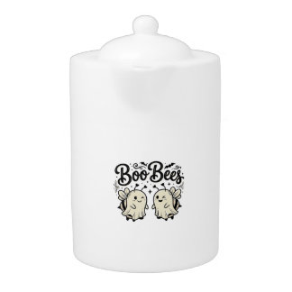 Boo Bees Vintage Halloween Ghost Bee Design_1 Teapot