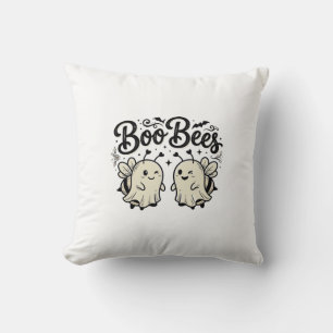 Boo Bees Vintage Halloween Ghost Bee Design_1 Throw Pillow