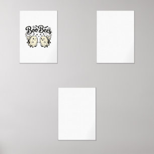 Boo Bees Vintage Halloween Ghost Bee Design_1 Wall Art Sets