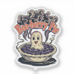 Boo-berry Pie Funny Halloween Blueberry Pun Sticker