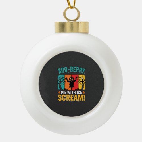 Boo-Berry Pie Halloween Ice Scream Design Ceramic Ball Christmas Ornament