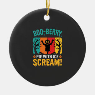 Boo-Berry Pie Halloween Ice Scream Design Ceramic Ornament