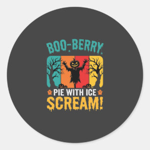 Boo-Berry Pie Halloween Ice Scream Design Classic Round Sticker