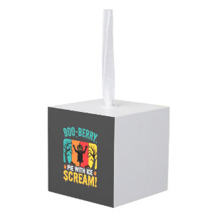Boo-Berry Pie Halloween Ice Scream Design Cube Ornament
