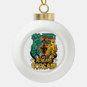 Boo Berry Pie Ice Scream Pumpkin Scarecrow Hallowe Ceramic Ball Christmas Ornament