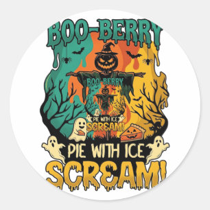 Boo Berry Pie Ice Scream Pumpkin Scarecrow Hallowe Classic Round Sticker