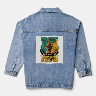 Boo Berry Pie Ice Scream Pumpkin Scarecrow Hallowe Denim Jacket