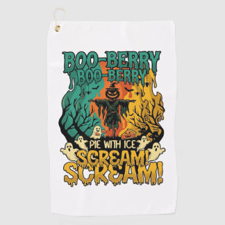 Boo Berry Pie Ice Scream Pumpkin Scarecrow Hallowe Golf Towel
