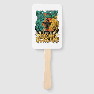 Boo Berry Pie Ice Scream Pumpkin Scarecrow Hallowe Hand Fan