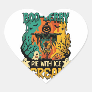 Boo Berry Pie Ice Scream Pumpkin Scarecrow Hallowe Heart Sticker