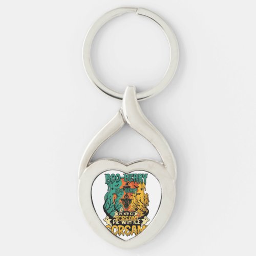 Boo Berry Pie Ice Scream Pumpkin Scarecrow Hallowe Keychain