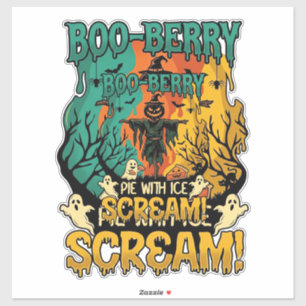 Boo Berry Pie Ice Scream Pumpkin Scarecrow Hallowe Sticker