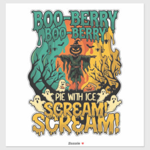 Boo Berry Pie Ice Scream Pumpkin Scarecrow Hallowe Sticker