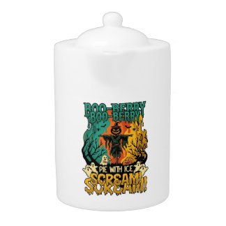 Boo Berry Pie Ice Scream Pumpkin Scarecrow Hallowe Teapot