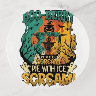 Boo Berry Pie Ice Scream Pumpkin Scarecrow Hallowe Trinket Tray