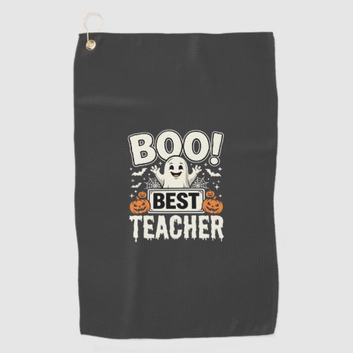 Boo Best Teacher Halloween Ghost Design_1 Golf Towel