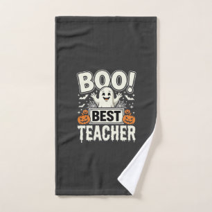 Boo Best Teacher Halloween Ghost Design_1 Hand Towel