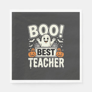 Boo Best Teacher Halloween Ghost Design_1 Napkins