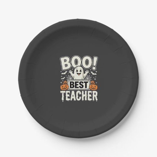 Boo Best Teacher Halloween Ghost Design_1 Paper Plates