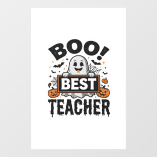 Boo Best Teacher Vintage Halloween Teacher Design_ Window Cling