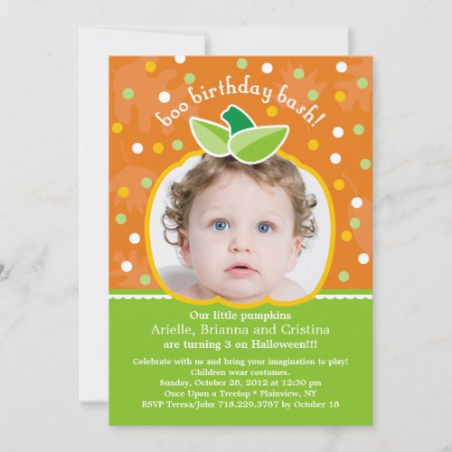 Boo Birthday Bash Pumpkin Party Invitation