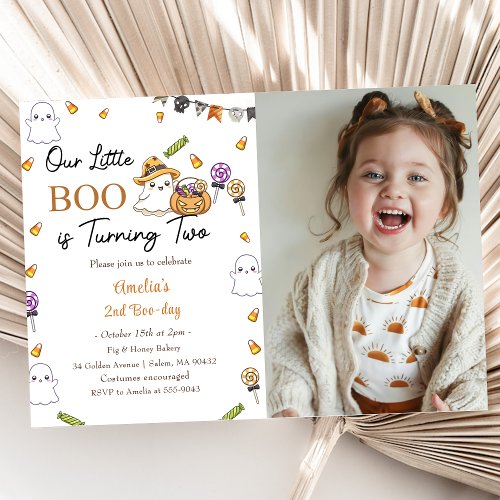 Boo Birthday Our Little Boo Is Turning Two Photo Invitation
