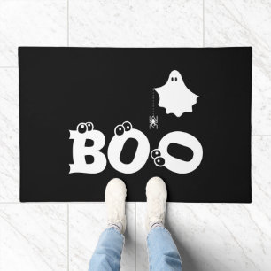Boo Black and White Halloween Doormat Ghost Spider