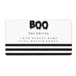 Boo Black And White Stripes Address Label at Zazzle