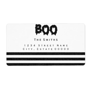 Boo Black And White Stripes Address Label by SoSpooky at Zazzle