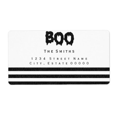 Boo Black And White Stripes Address Label
