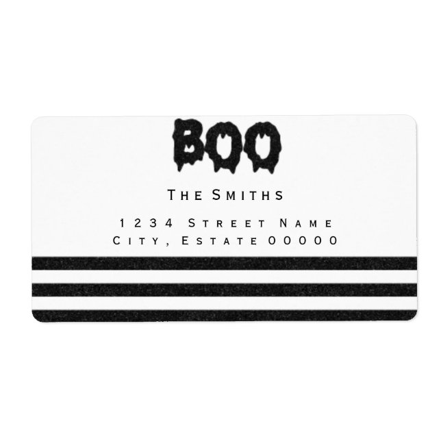 Boo Black and white stripes address label (Front)