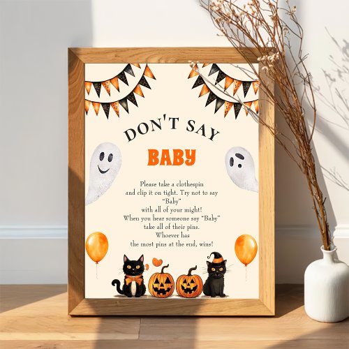 Boo Black Cat Dont Say Baby Baby Shower Game Poster