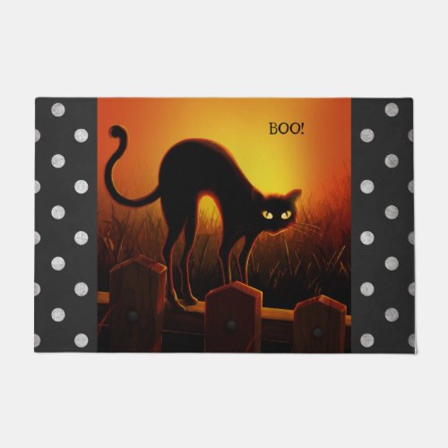 Boo Black Cat Door Mat