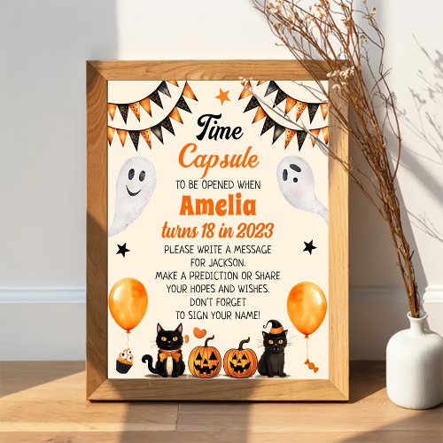 Boo Black Cat Halloween Party Capsule Sign