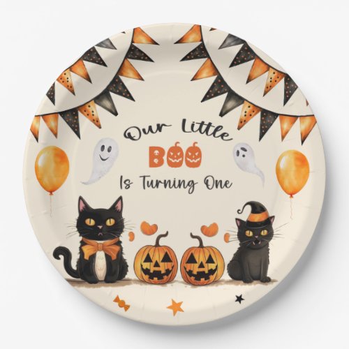 Boo Black Cat Halloween Party Is Turning One Paper Plates